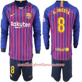 Maillot/Tenue Barcelone A. Iniesta 8 Enfant Domicile 2018/2019 Manche Longue
